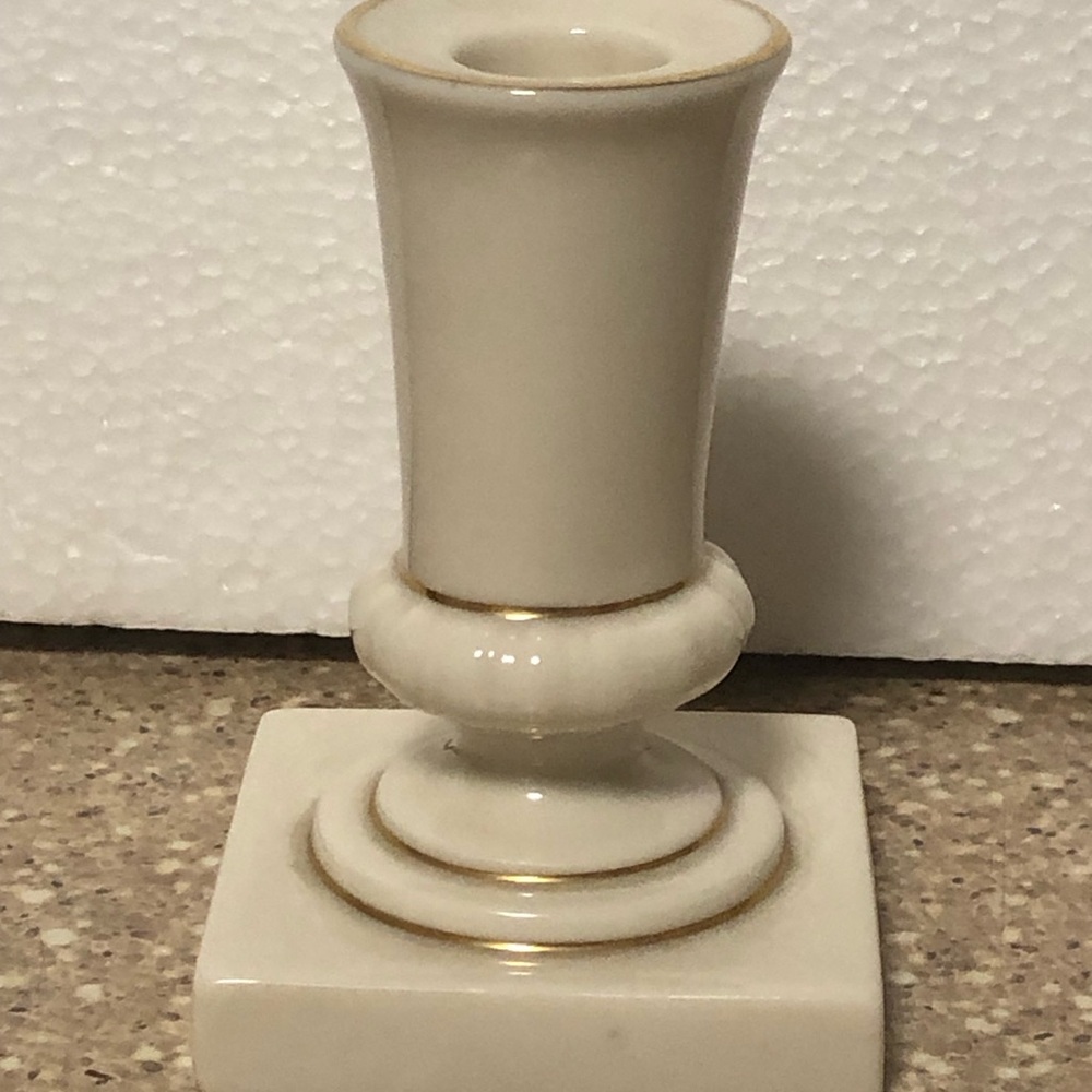 Classic Vintage Lenox Ivory Porcelain Candlestick Holder Gold Trim